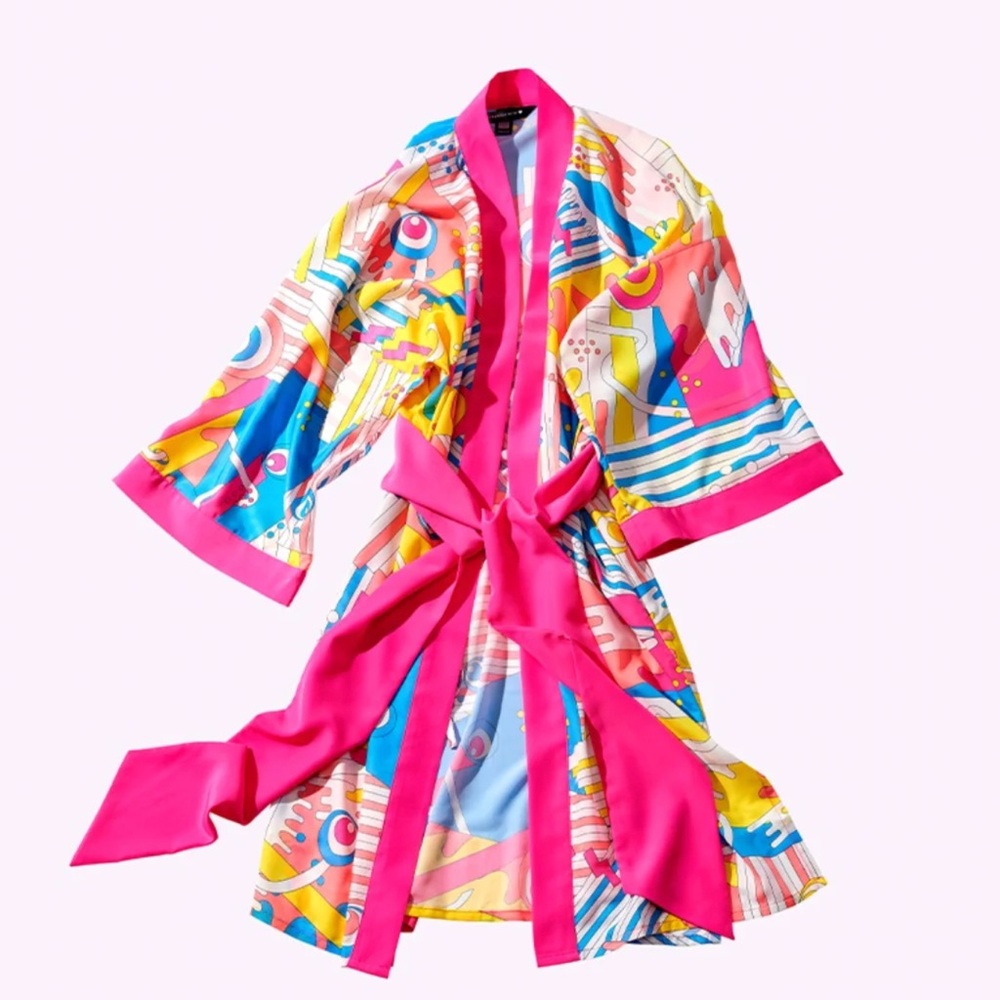Drunk Elephant Multicolor Robe with Pink Accents